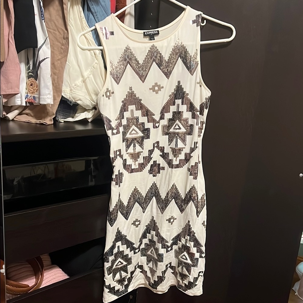 Express Black and White Sheath Mini Dress